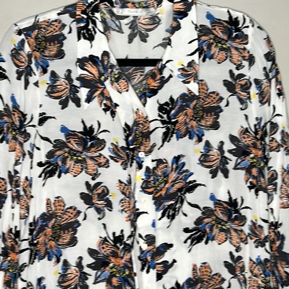 Zara floral, long sleeve, button-down blouse, size large - Picture 2 of 13